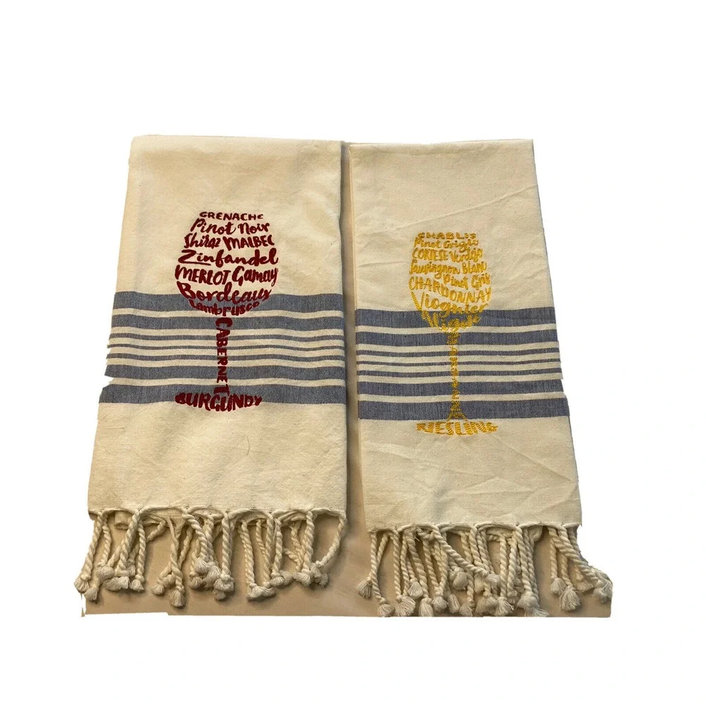 Beachable Wine Towels Set Funny Coastal Cottagecore Kitchen Bar Gift Decor